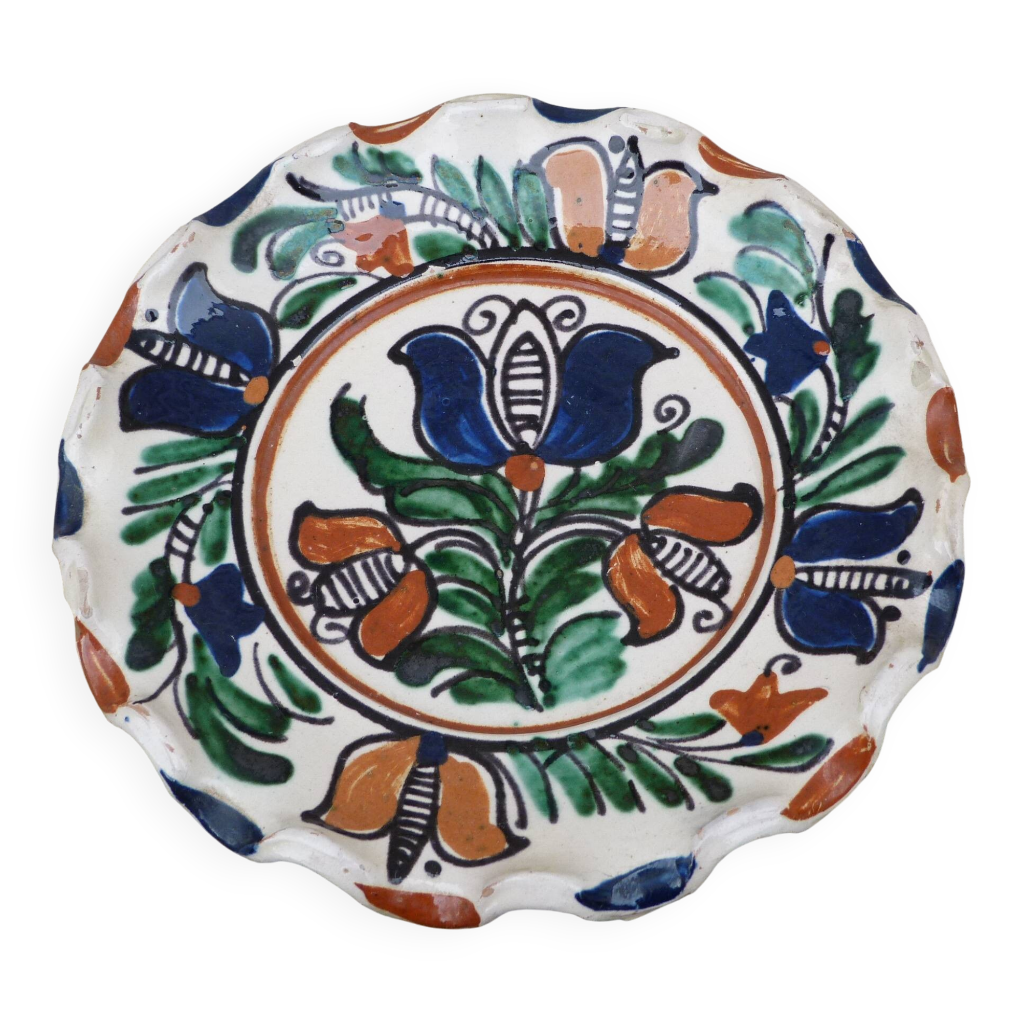 Traditional Romanian pottery bowl, signed Korond