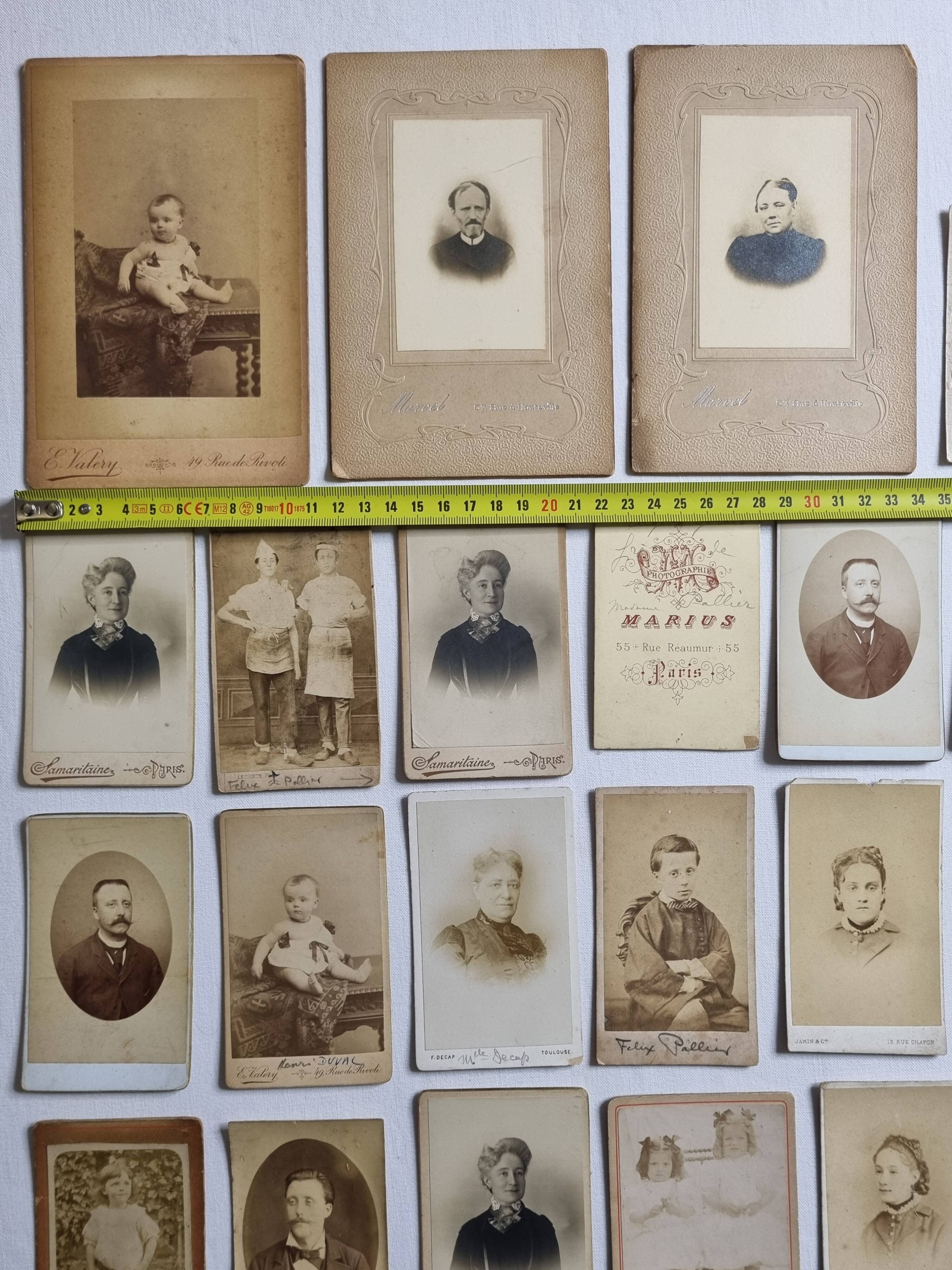 Set of 21 old photographic portraits from the end of the 19th century to the beginning of the 20th century