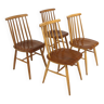 Set de 4 chaises scandinave "Pinnstol" en hêtre, Suède, 1960
