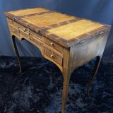 19th-century hairdresser with marquetry decoration on oak in the Louis XV Transition style.