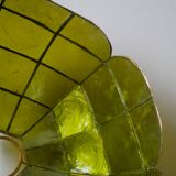 Vintage green and gold mother-of-pearl and brass pendant lampshade, bohemian country decoration