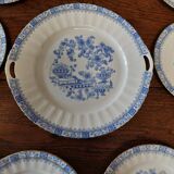 Dessert service twelve plates and round dish Bavaria China blau porcelain