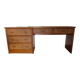 Vintage cane rattan desk with a large top and 5 drawers - 1960s/70s.