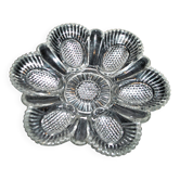 Antique molded glass egg dish – egg holder, brunch display