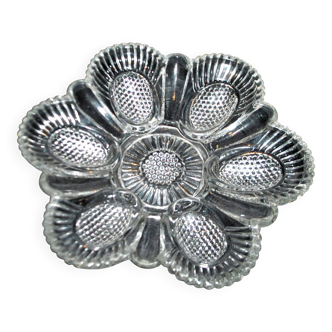 Antique molded glass egg dish – egg holder, brunch display