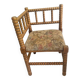 Vintage Art Deco corner chair in bobbin wood and fabric, circa 1930