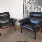 Paire de fauteuils Scala en cuir noir