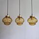 Set of 3 amber glass pendant lights, RAAK Amsterdam, 1970