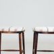 Rustic Beech Bar Stools – Striped Jacquard Fabric