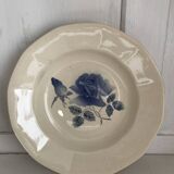 Set of 20 Digoin soup plates, blue rose patterns