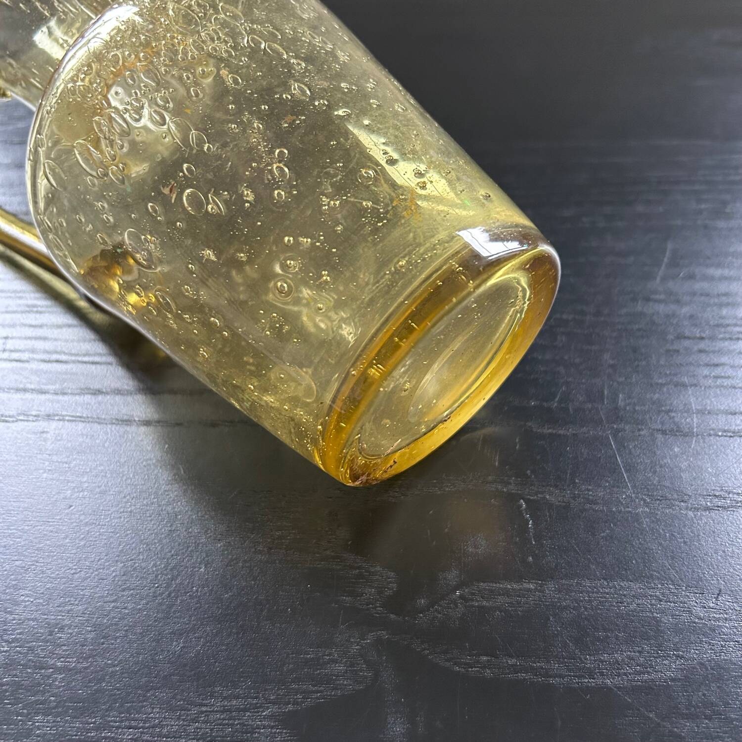 Bubbled glass style amber carafe