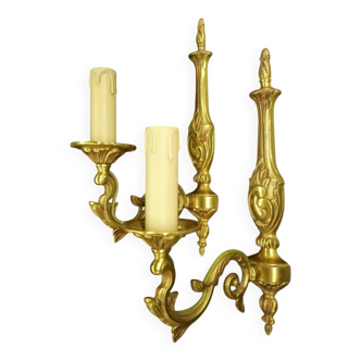 Paire d'appliques 1 feu style Louis XV - Lumalux Paris - bronze doré