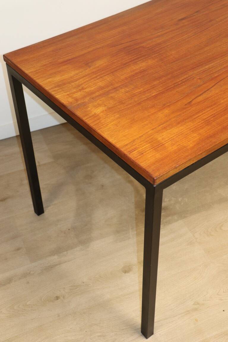 Vintage Danish teak and black lacquered metal table, 1950s