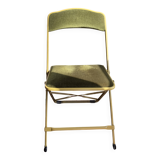 Chaise pliante en velours vert olive et bâti or Chaisor - made in France