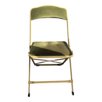 Chaise pliante en velours vert olive et bâti or Chaisor - made in France