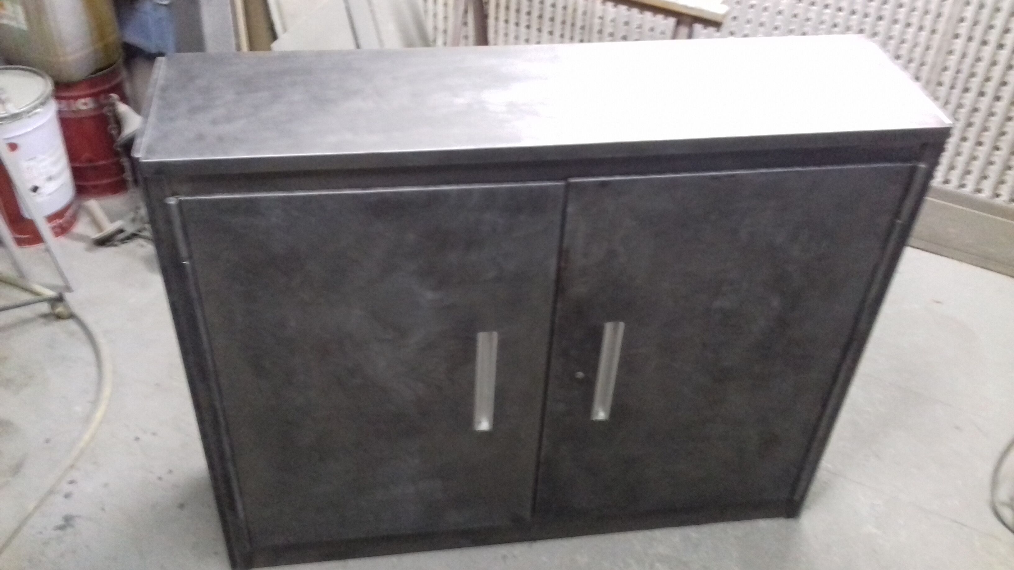 Narrow buffet polished and varnished steel mast of the 1960s