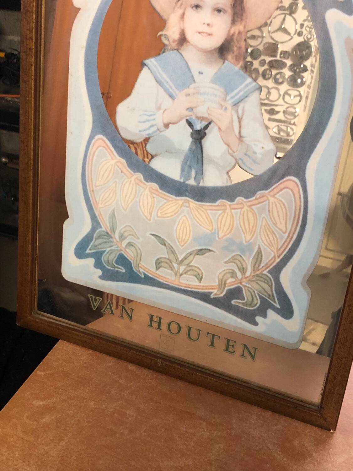 Old advertising mirror, Van Houten