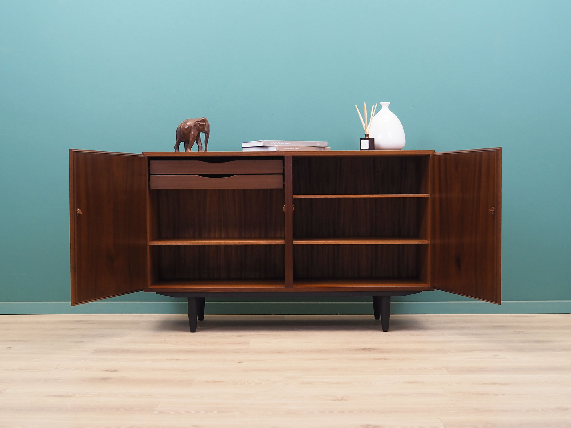 Mahogany cabinet, Danish design, 1970s, manufactured by Omann Jun