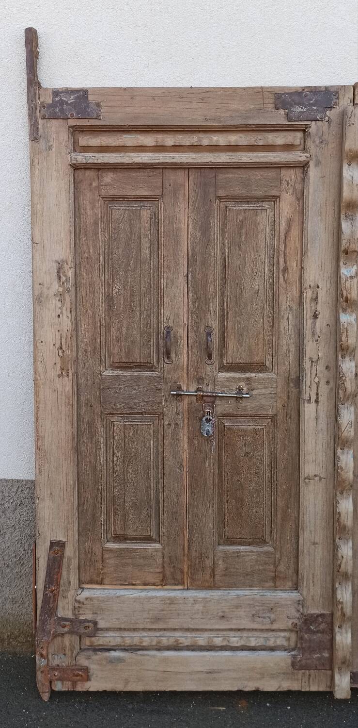 Large old double wooden door