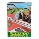 Old sheet metal plate "SEDAN Bière de l'Est" Airplane 24x34cm 60's
