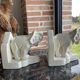 Pair of cracked earthenware bookends. ART DECO