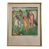 Wolf Reuther Lithograph Signed 160/300 The Horse Race, 40 x 50 cm