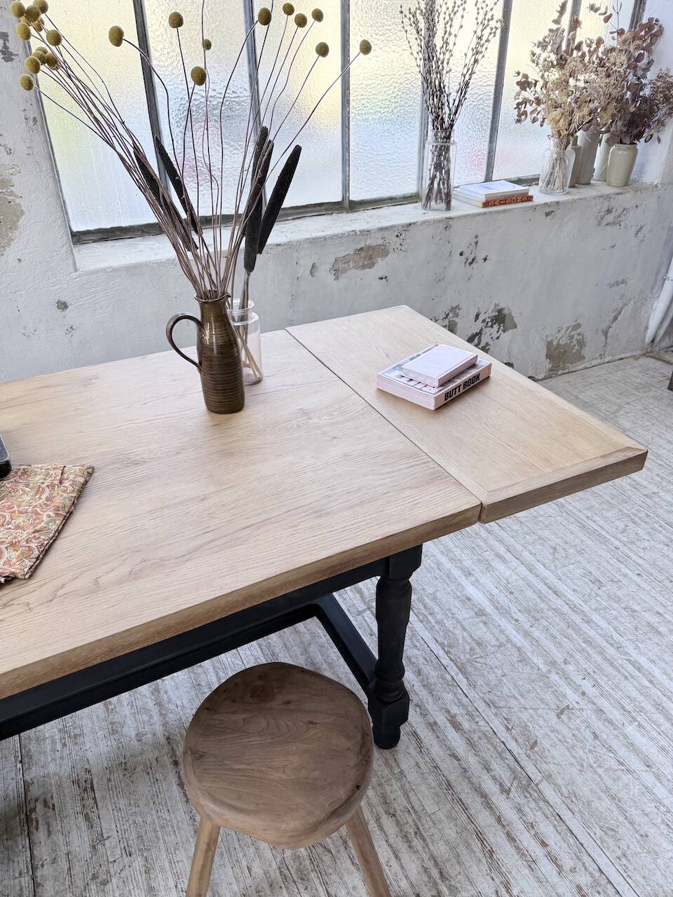 Table de ferme en chêne avec rallonges