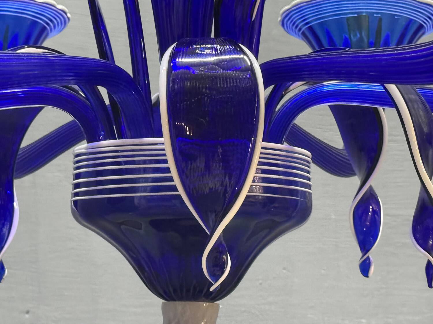 Vintage Blue and White Murano Chandelier, Italy, 1980s