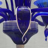 Vintage Blue and White Murano Chandelier, Italy, 1980s