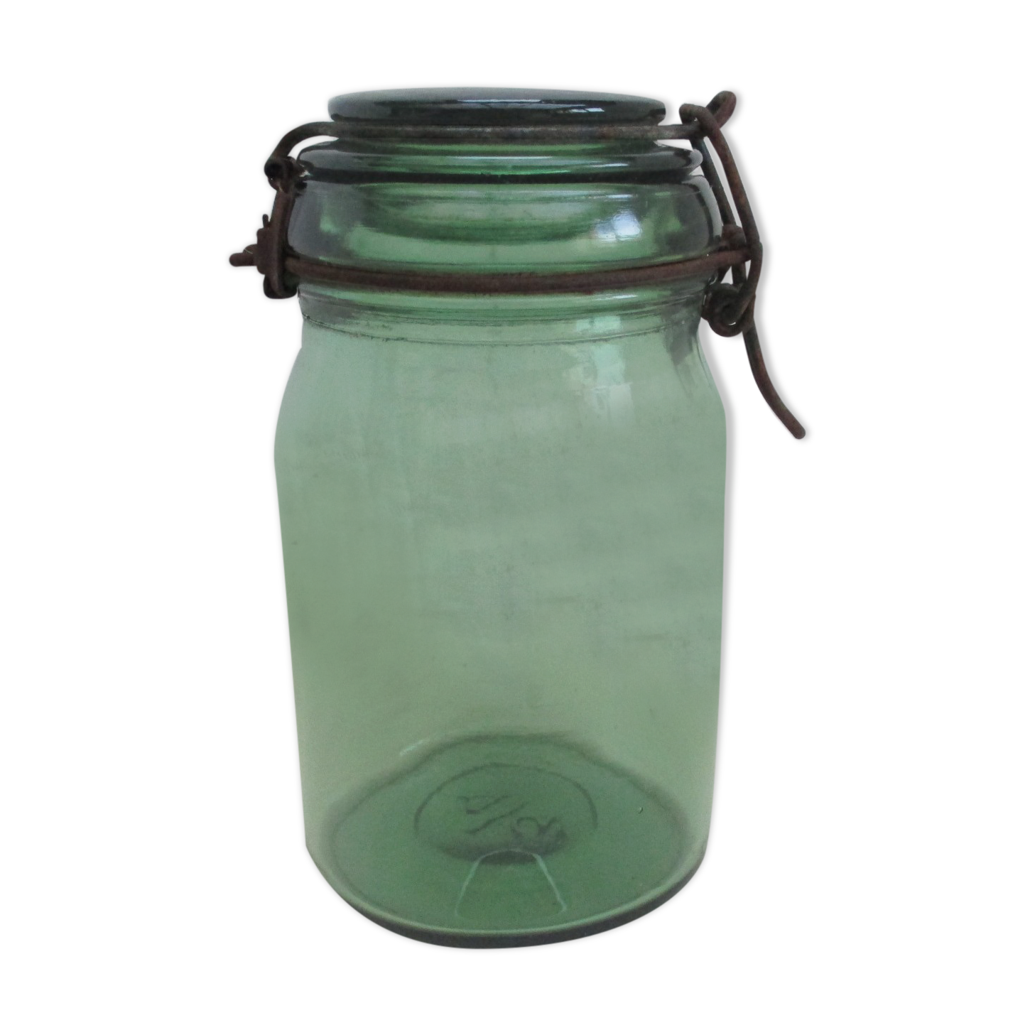 Old green glass jar - durfor