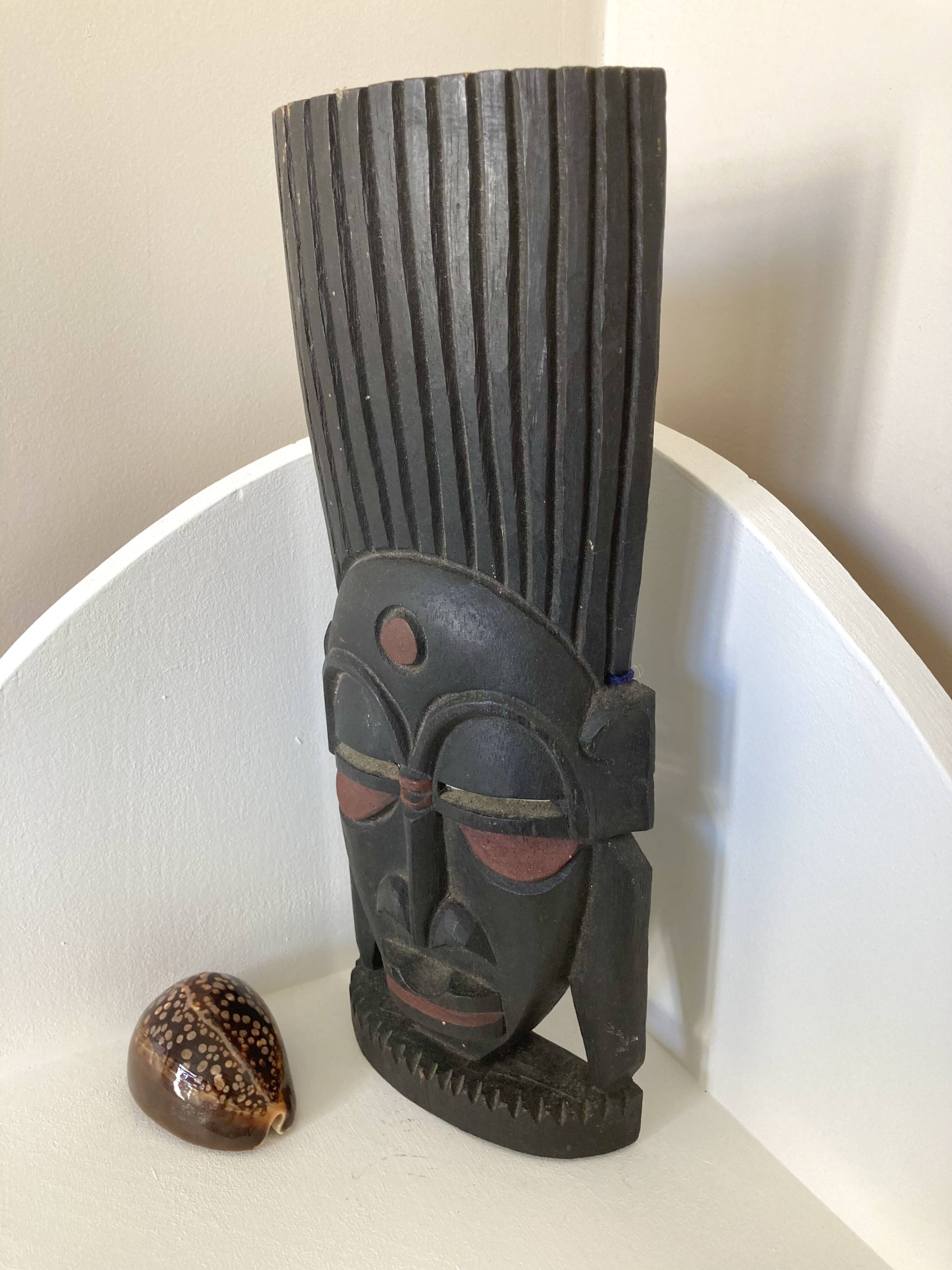 African wooden mask statuette