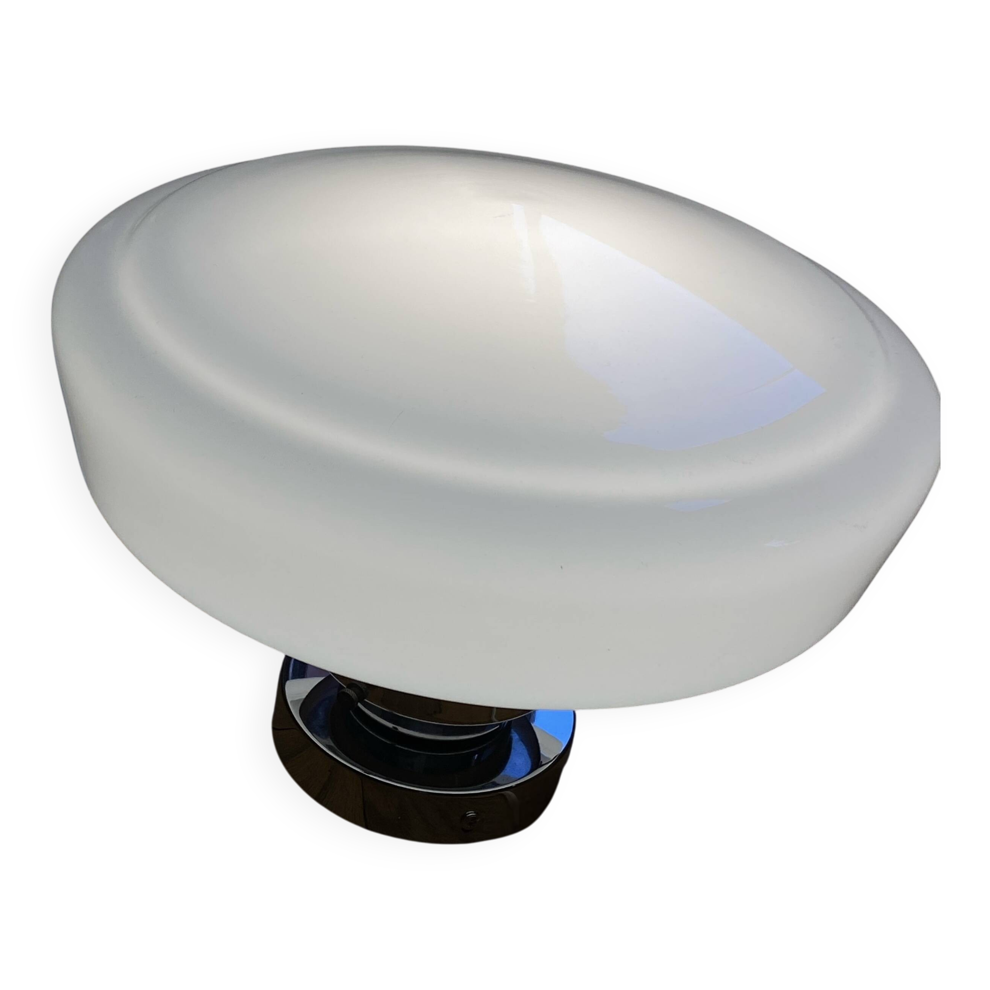 Opaline glass globe ceiling light, 30 cm, white glass, wall light with stainless steel fixings