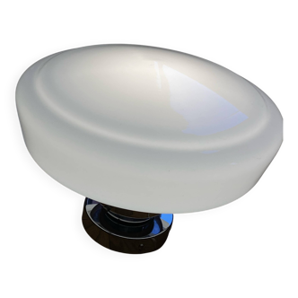 Plafonnier globe opaline verre blanc 30 cm applique murale fixation inox