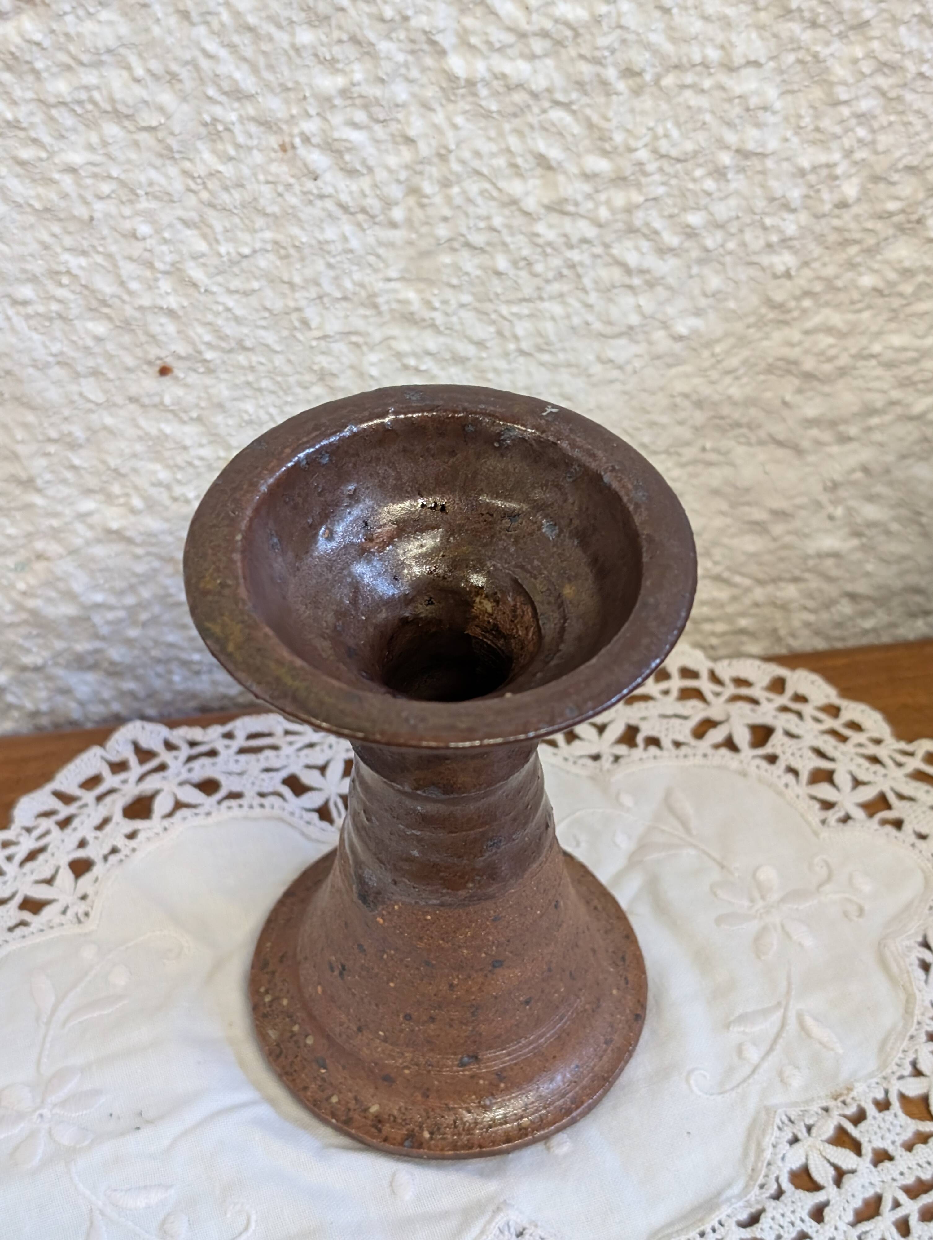 Vintage stoneware candlestick