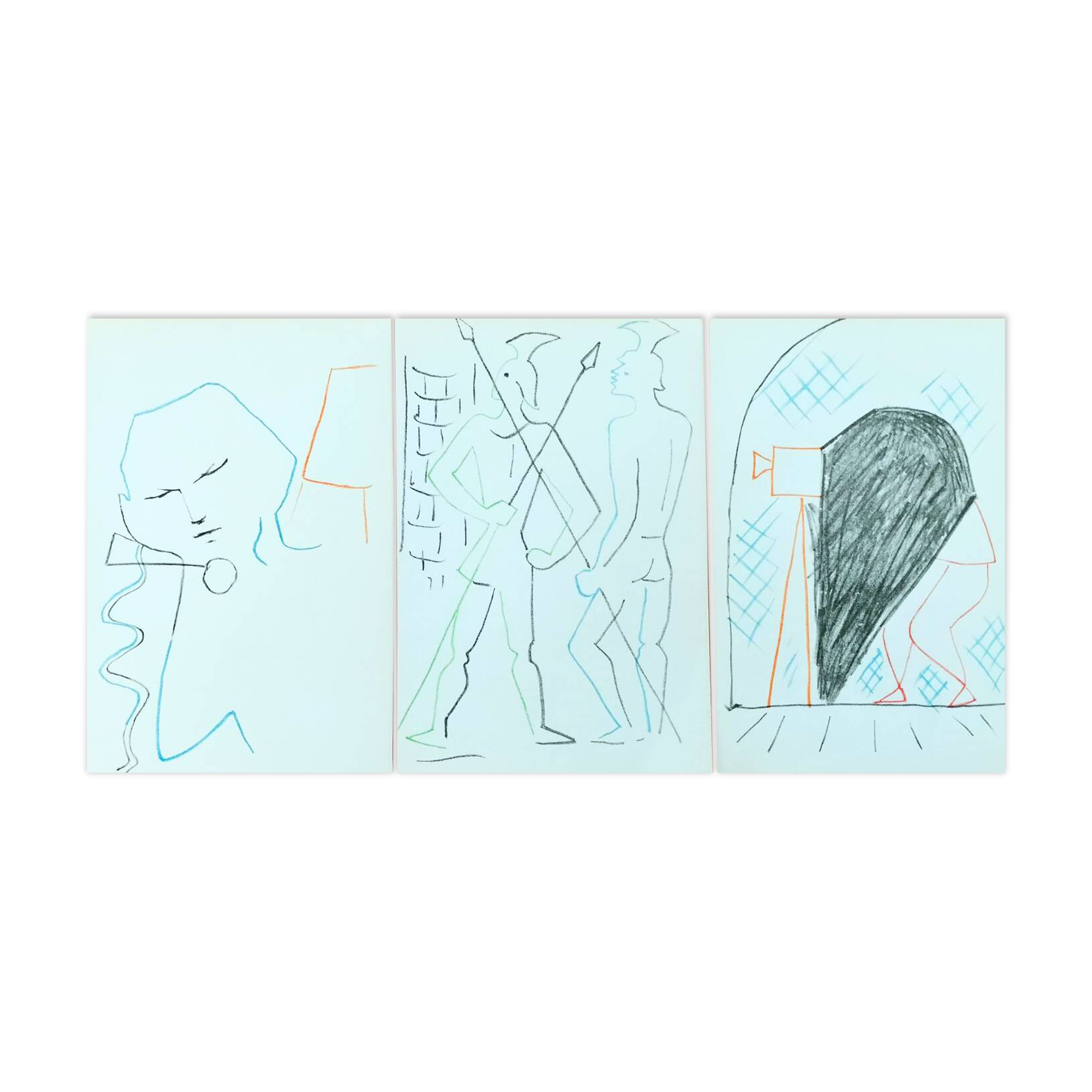 Jean Cocteau – Rare set of 3 lithographs – 1957 – Limited edition