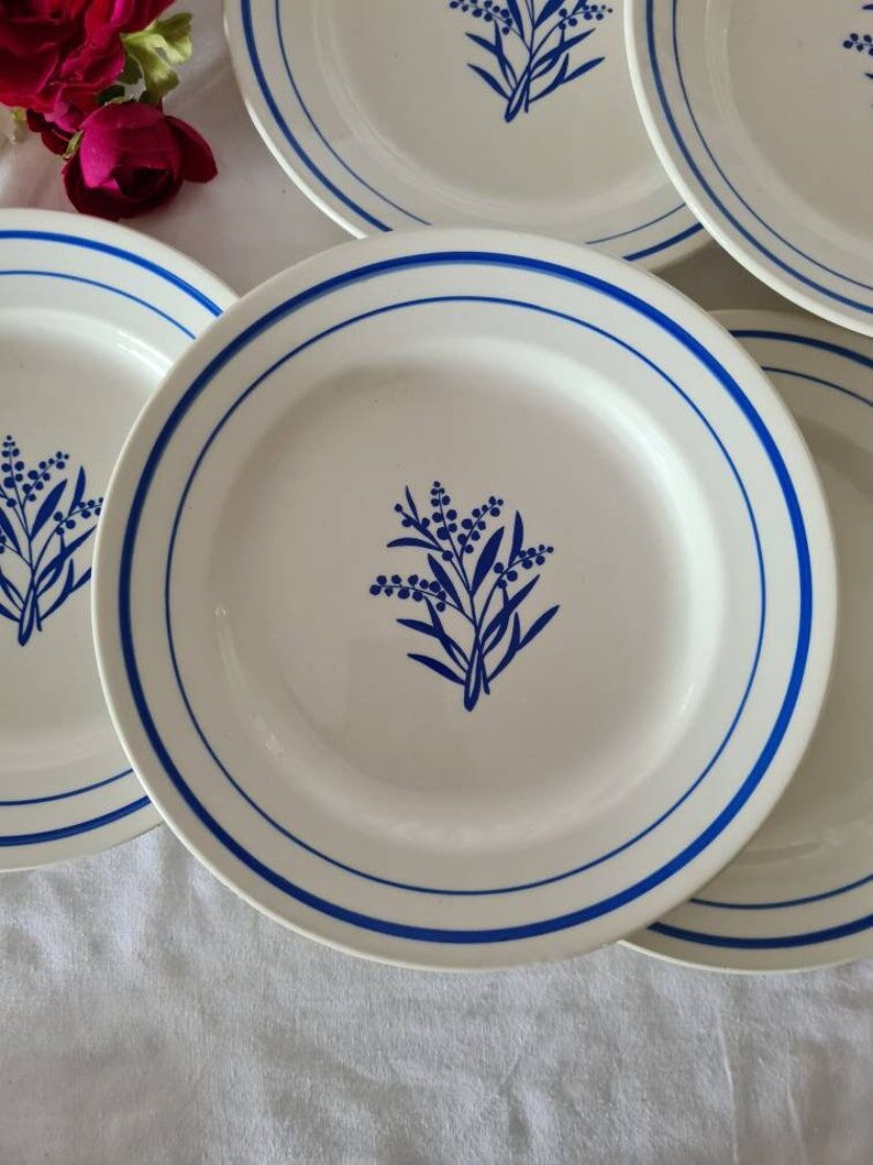 Set of 6 old flat plates Gien