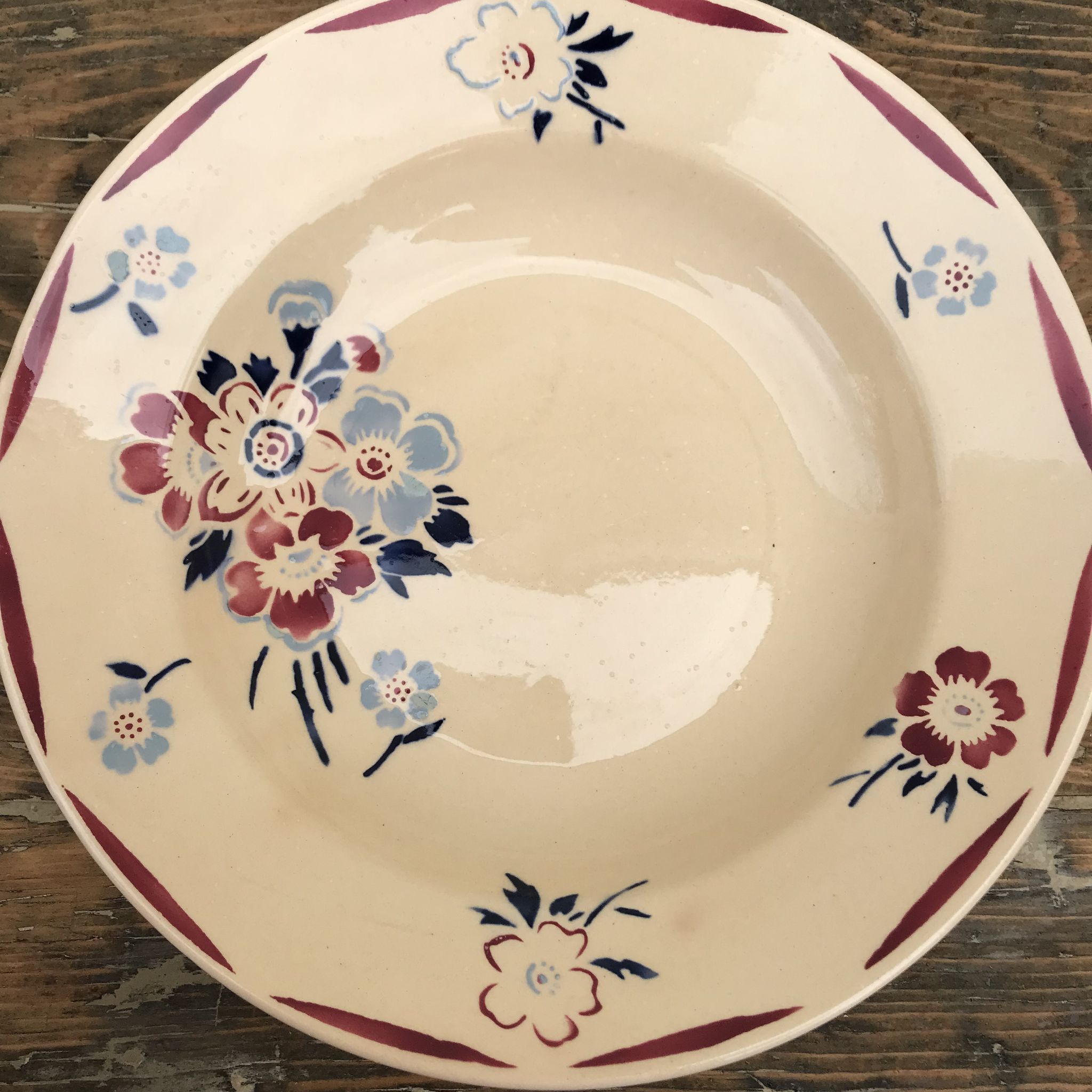 6 vintage hollow plates in Luneville earthenware evreux model