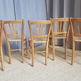 Series of 5 old mulched chairs