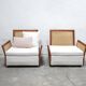 Fauteuil vintage en bois et cannage