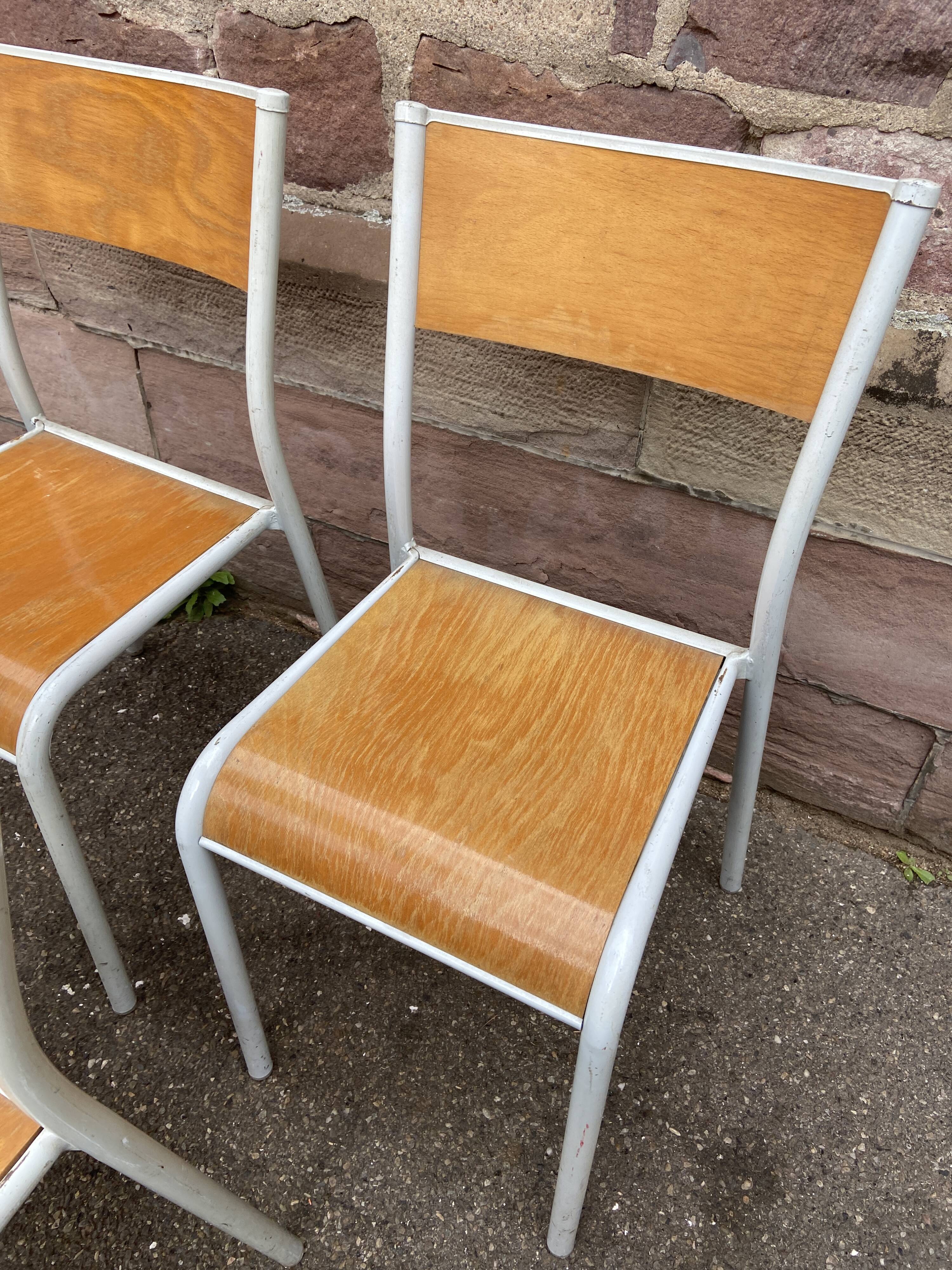 6 school chairs 70s industrial vintage school communities Mullca gaston cavaillon