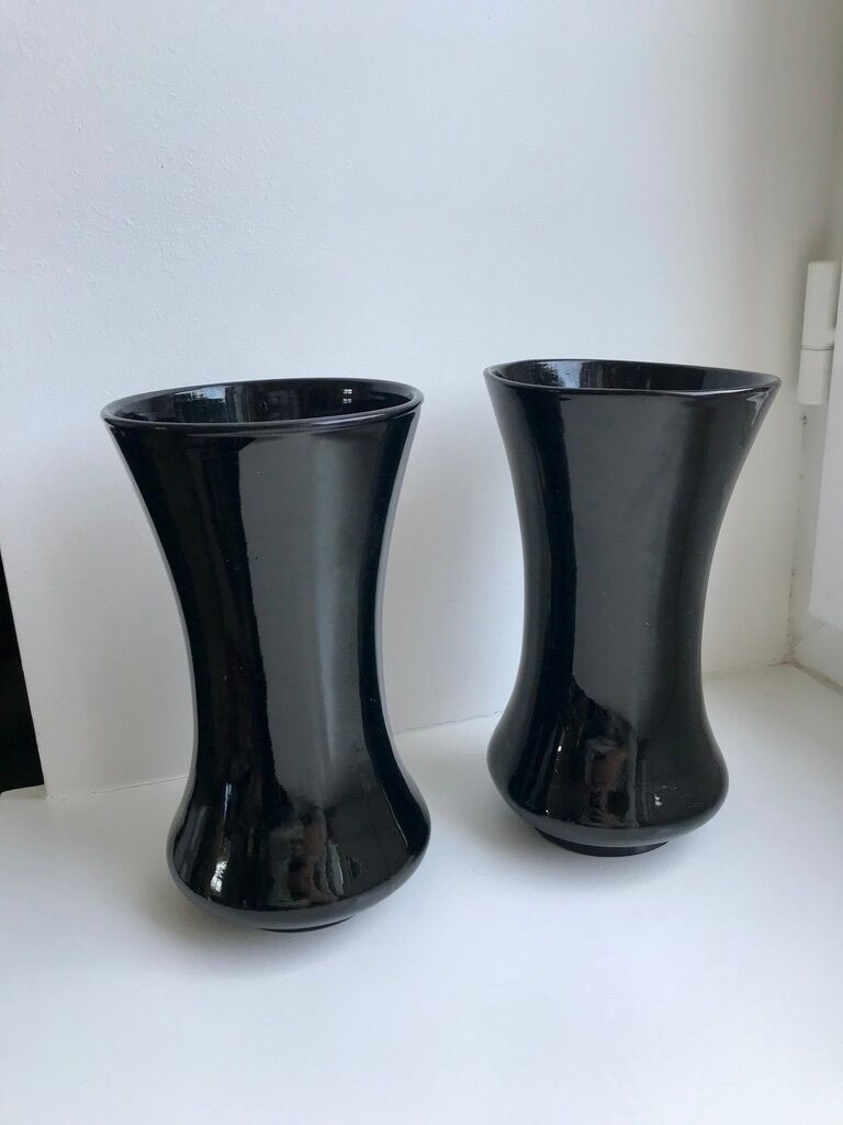 pair of black opaline vases early twentieth century