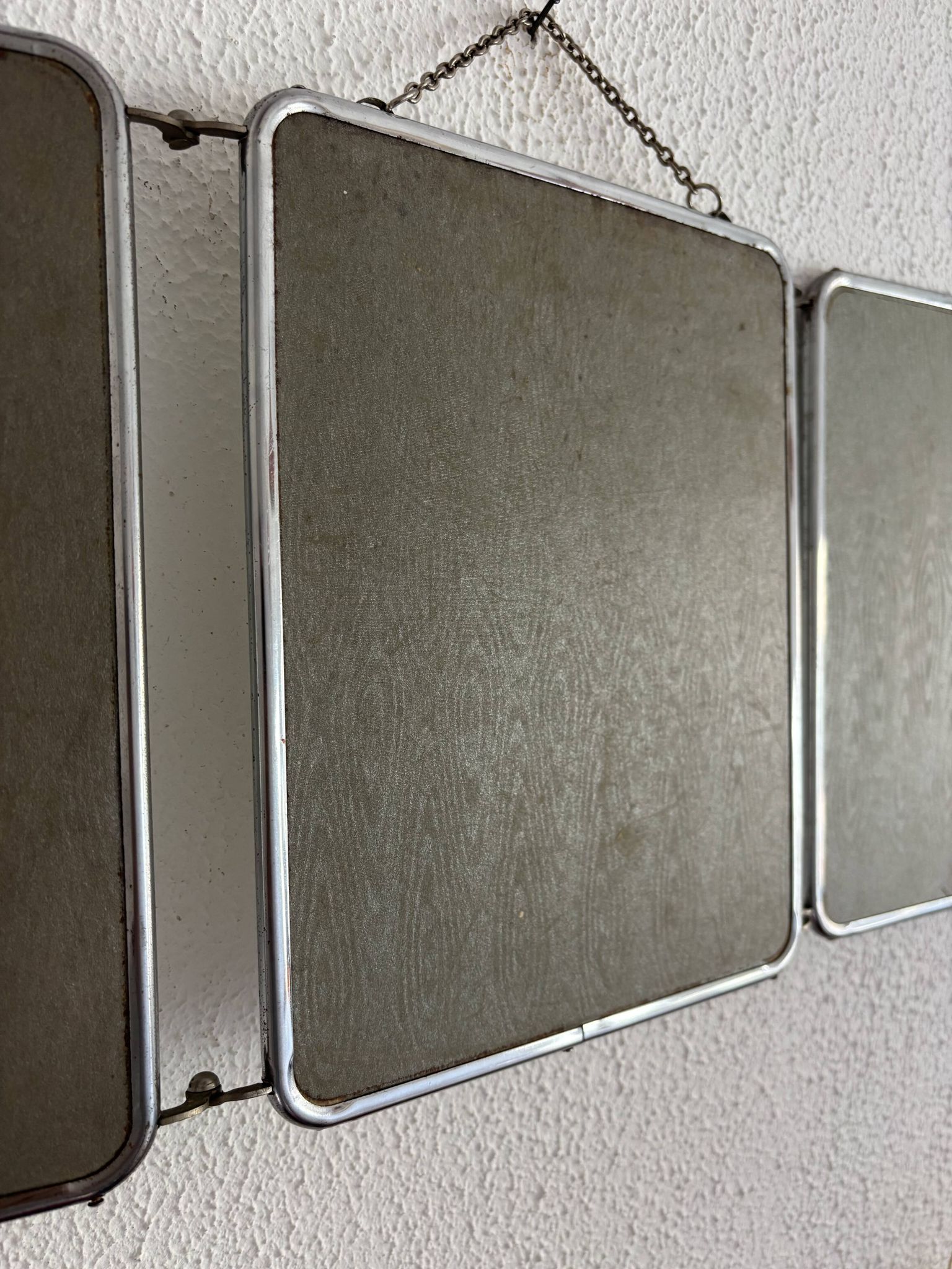 Vintage 1960 triptych barber mirror silvered Arpin - 28 x 70 cm
