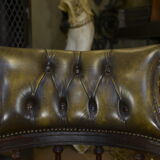 Rotating office chair in mahogany and upholstered leather, from the 1960s