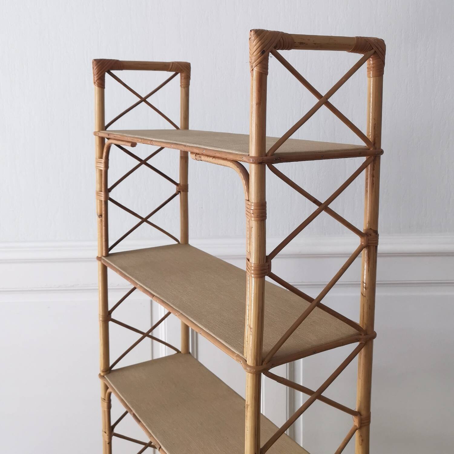 vintage rattan shelf