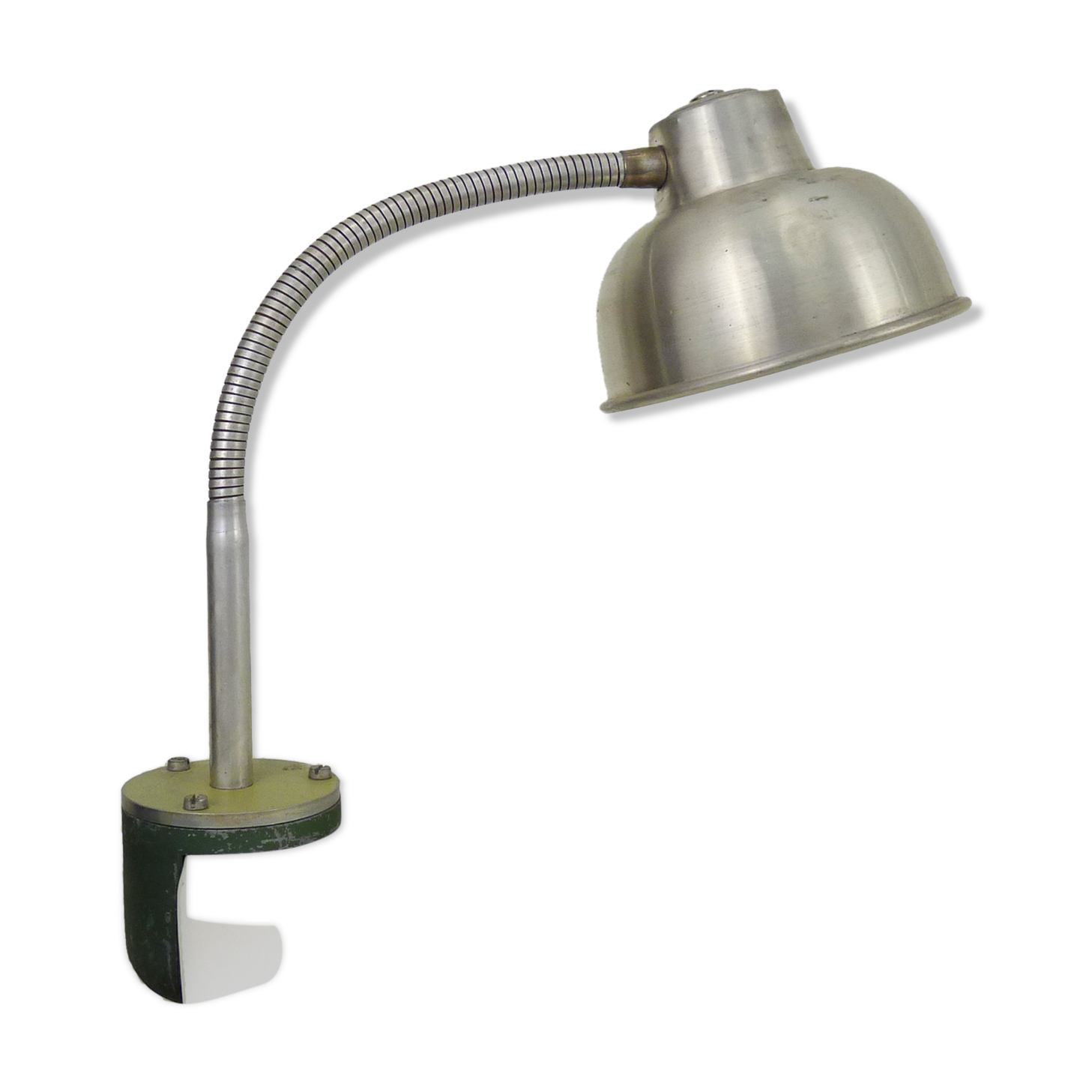 Old industrial articulated lamp with vice. Year 50