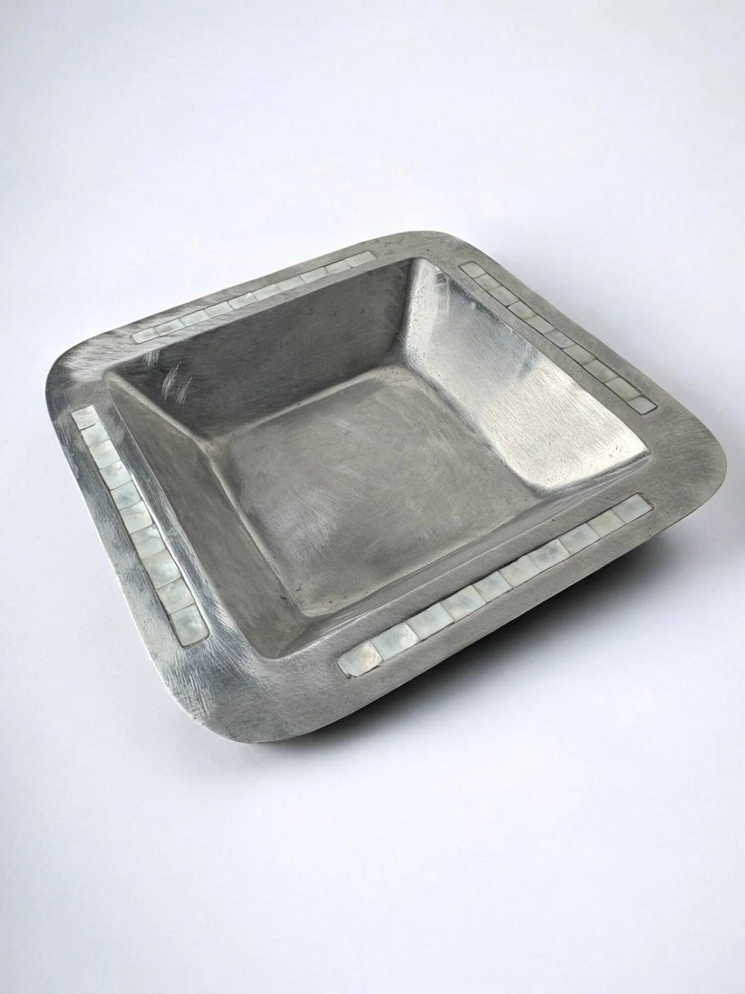 Mother-of-pearl & aluminium centerpiece, Italy, circa 1980s