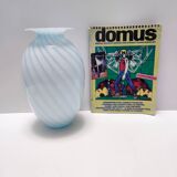 Murano Glass Vase with Light Blue and White Canes, Italy