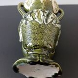 barbotine vase with art nouveau thistle flowers, very rare
