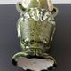 barbotine vase with art nouveau thistle flowers, very rare