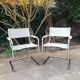 Pair of cantilever armchairs in grey leather made in italy